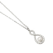 Mabina Girocollo argento con infinito zirconi e perla 553778